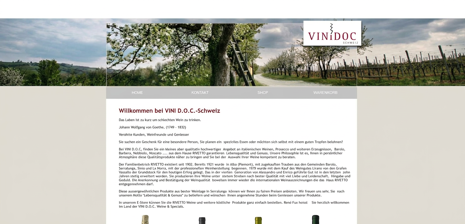 Vorher: alte vinidoc-schweiz.ch Seite